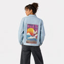 cyberedo patch on female og denim jacket in oceanside