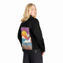 cyberedo patch on female og denim jacket in raven