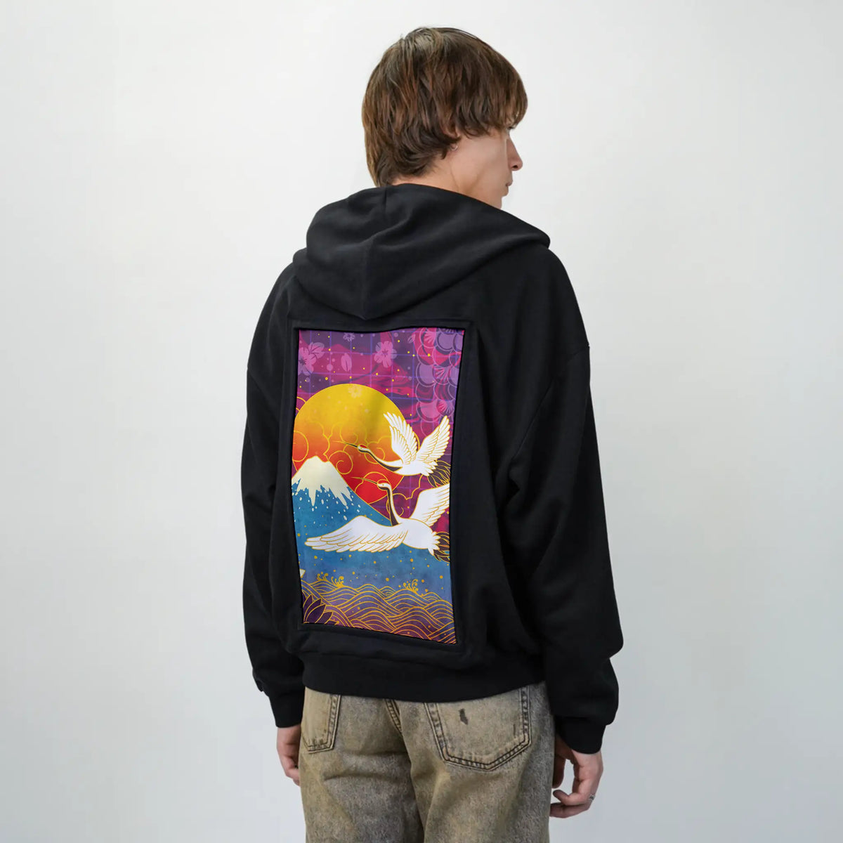 cyberedo patch on male essential zip hoodie in after hours