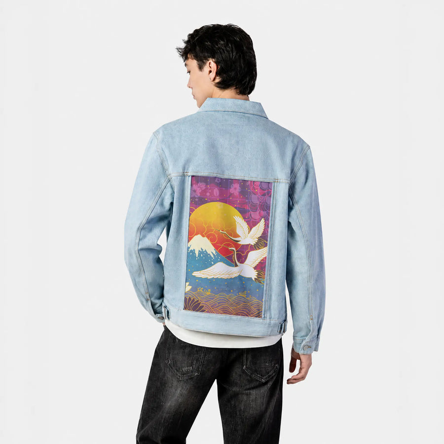 cyberedo patch on male og denim jacket in oceanside