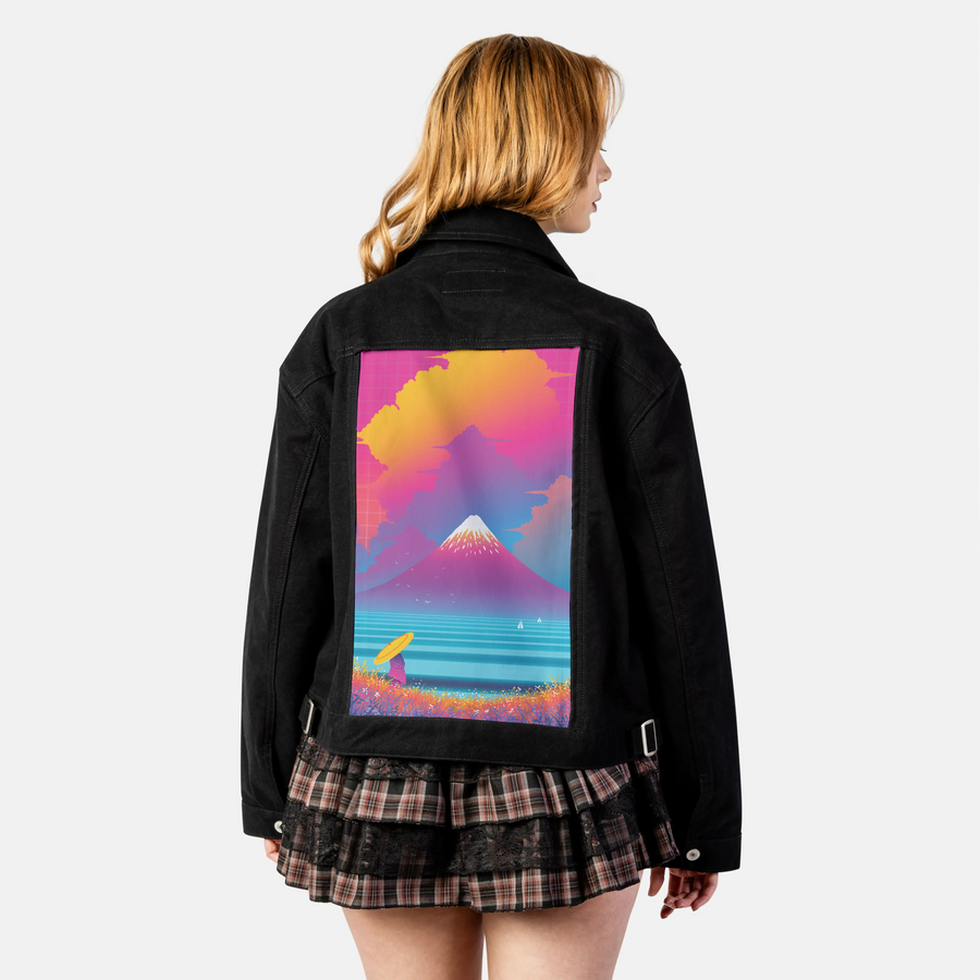 cyberfuji patch on female atelier canvas jacket in nightfall