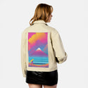 cyberfuji patch on female atelier canvas jacket in tan