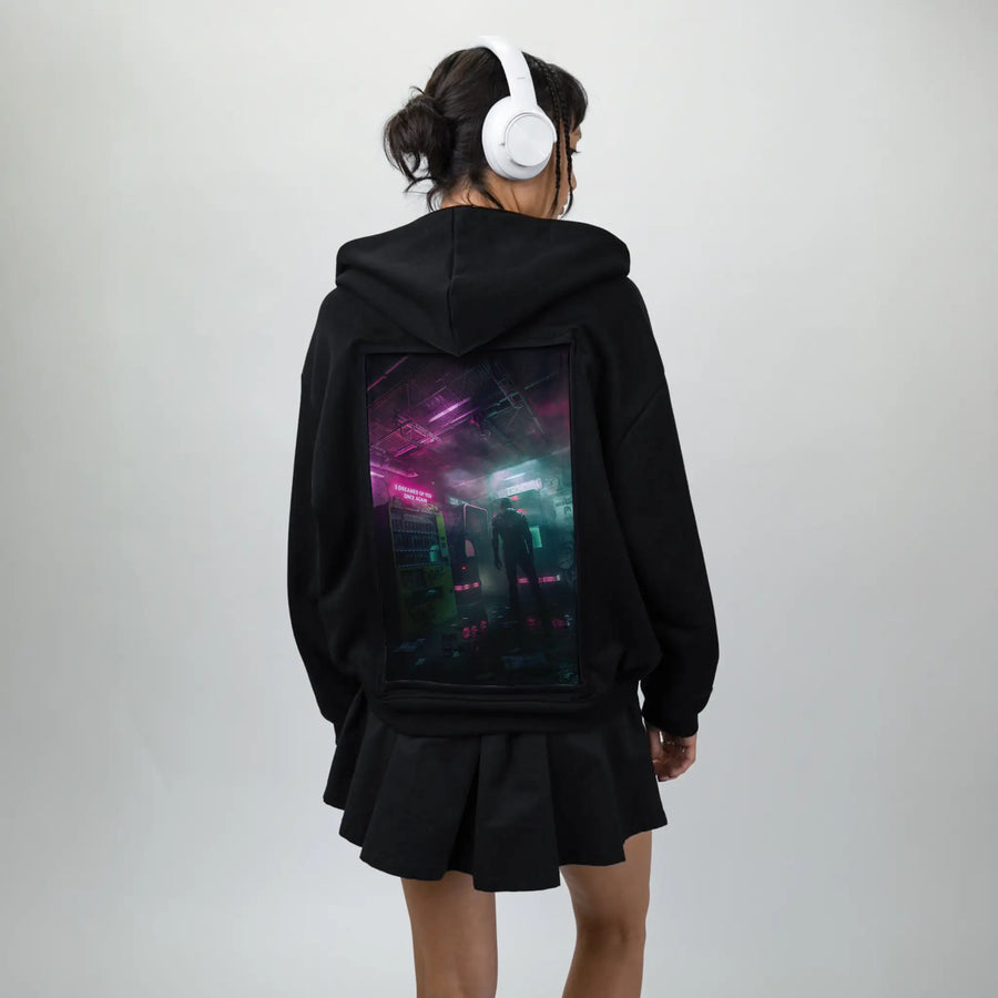 cybervendingmachine patch on female essential zip hoodie in after hours