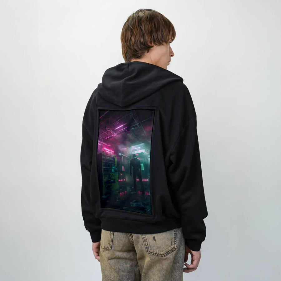 cybervendingmachine patch on male essential zip hoodie in after hours