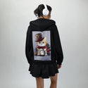 dappercat patch on female essential zip hoodie in after hours