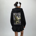dapperoctopus patch on female essential zip hoodie in after hours