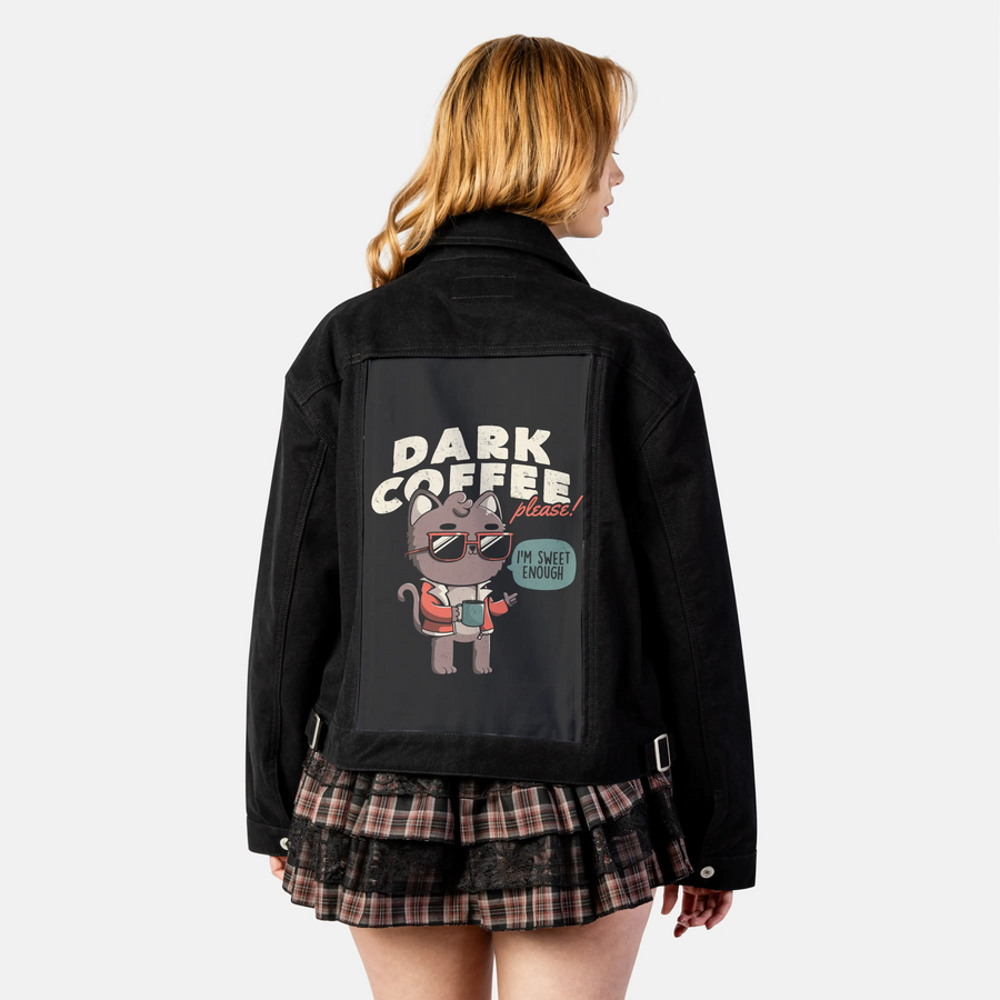 darkcoffee patch on female atelier canvas jacket in nightfall