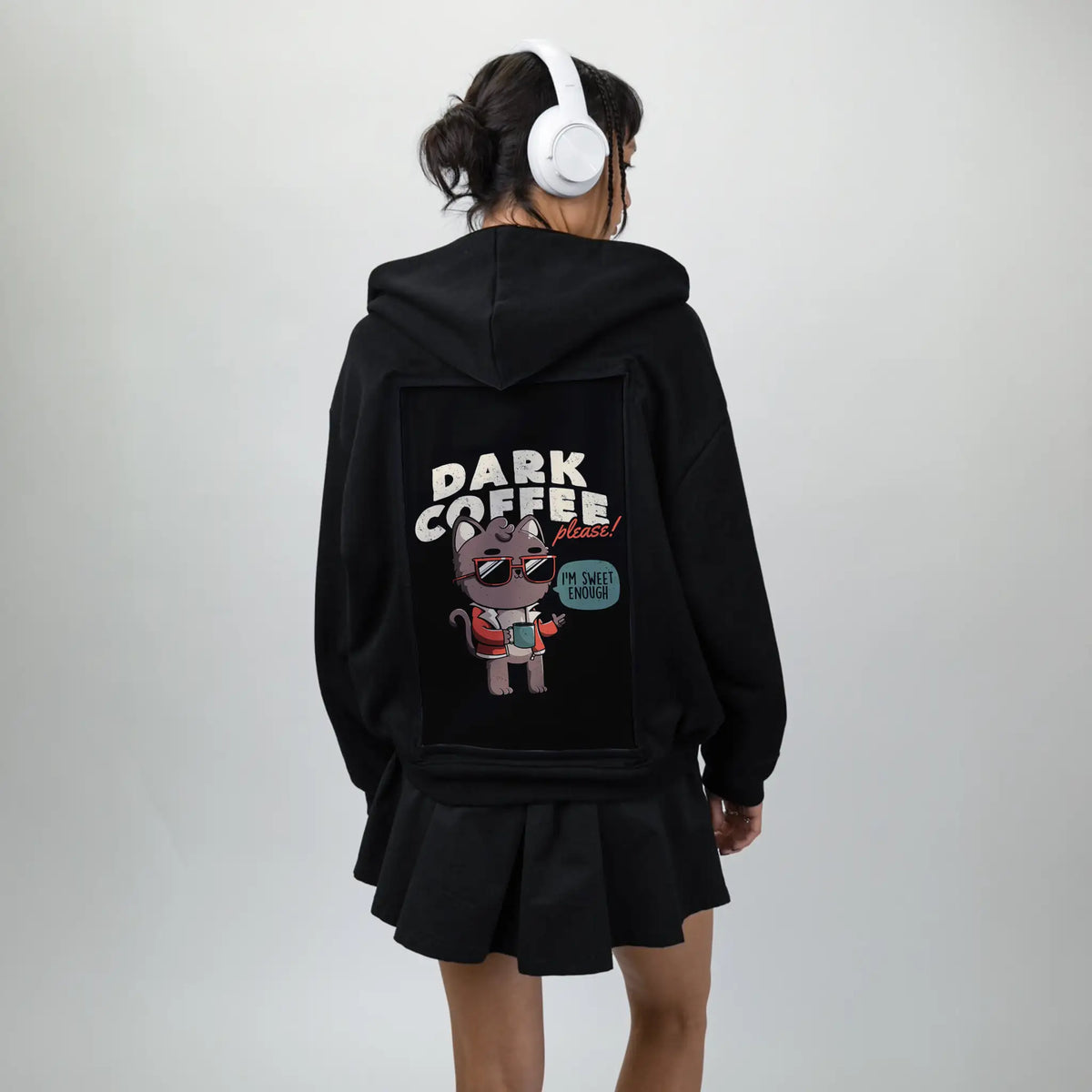 darkcoffee patch on female essential zip hoodie in after hours