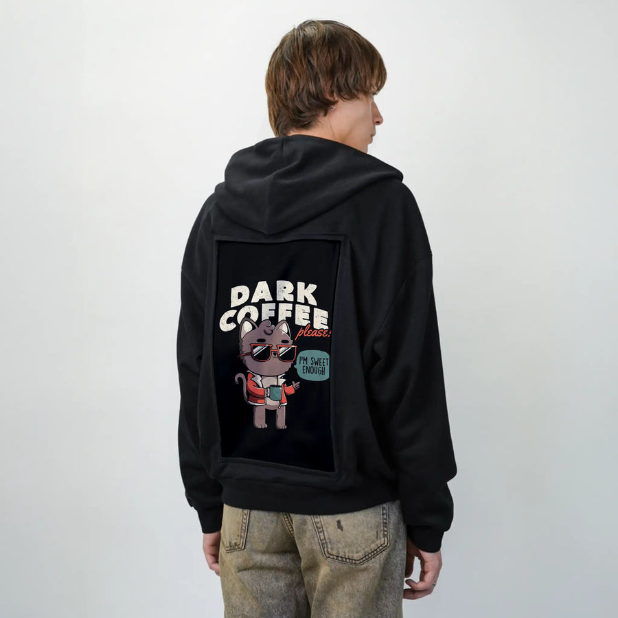 darkcoffee patch on male essential zip hoodie in after hours