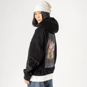 darkluckycat patch on female retro cord hoodie in onyx