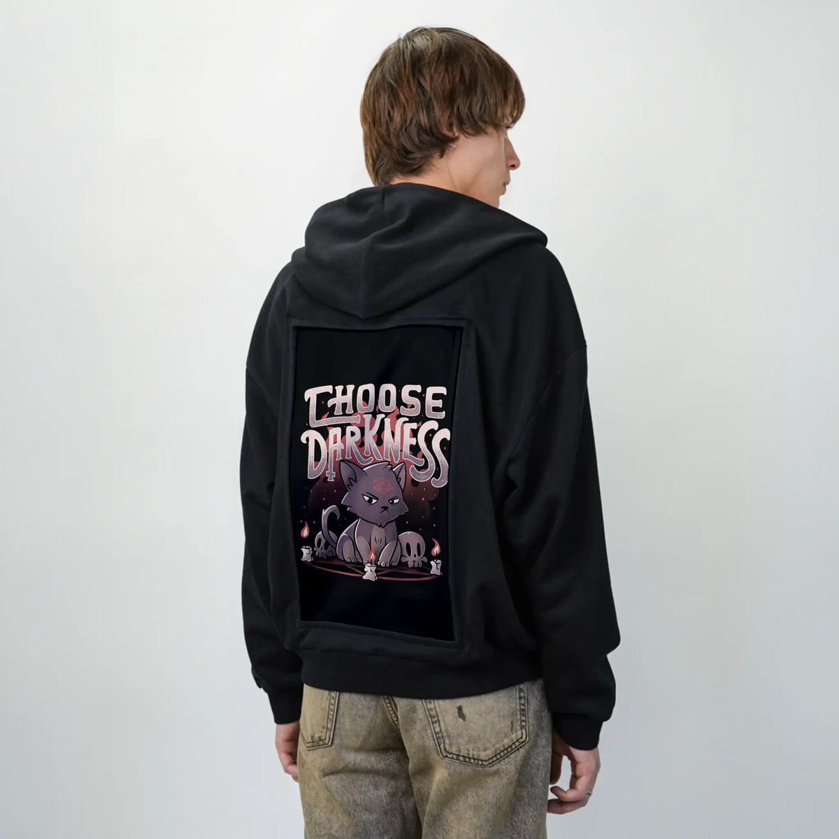 darknesscore patch on male essential zip hoodie in after hours
