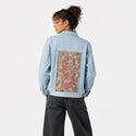 darumatrio patch on female og denim jacket in oceanside