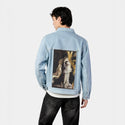 daughterofjoy patch on male og denim jacket in oceanside