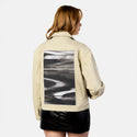 day1journey patch on female atelier canvas jacket in tan