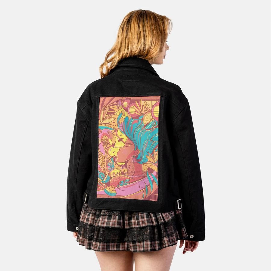 daydream patch on female atelier canvas jacket in nightfall