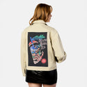 deathbobatea patch on female atelier canvas jacket in tan
