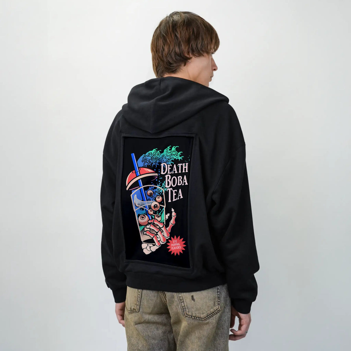 deathbobatea patch on male essential zip hoodie in after hours