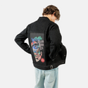 deathbobatea patch on male og denim jacket in raven