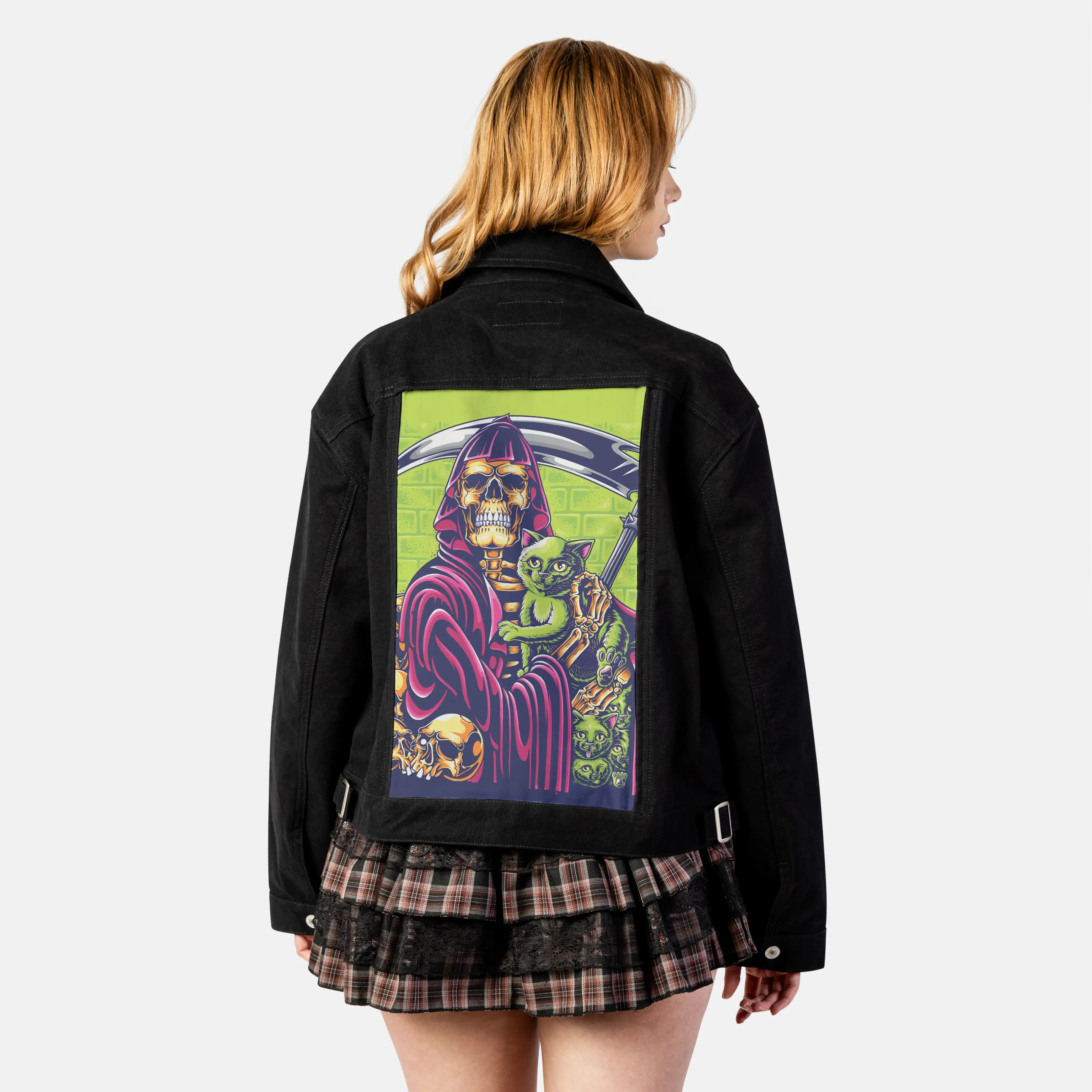 deathcats patch on female atelier canvas jacket in nightfall