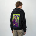 deathcats patch on male essential zip hoodie in after hours