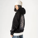 deathcomestoall patch on female retro cord hoodie in onyx