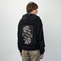 deathcomestoall patch on male essential zip hoodie in after hours