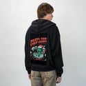 deathforeverybody patch on male essential zip hoodie in after hours