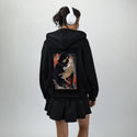 deathsfamiliar patch on female essential zip hoodie in after hours