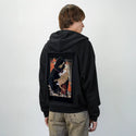 deathsfamiliar patch on male essential zip hoodie in after hours