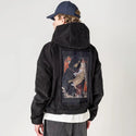 deathsfamiliar patch on male retro cord hoodie in onyx
