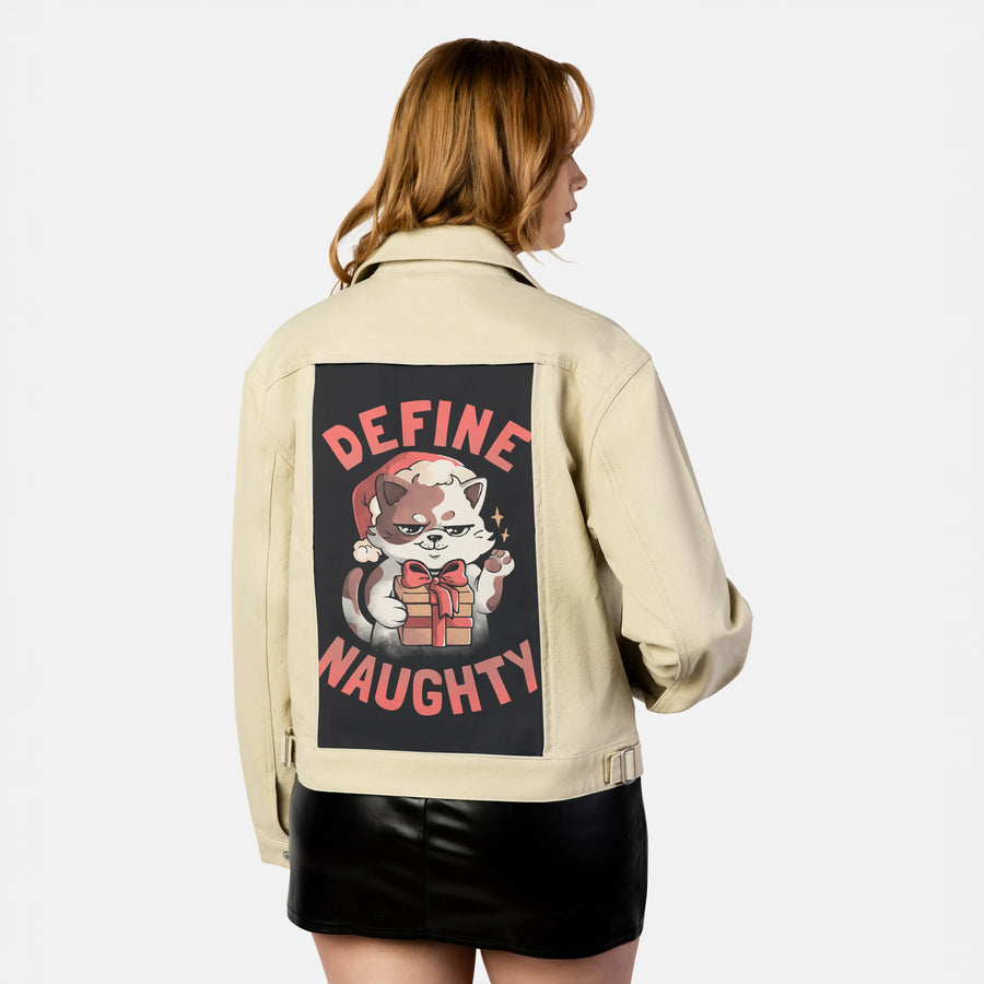 definenaughty patch on female atelier canvas jacket in tan
