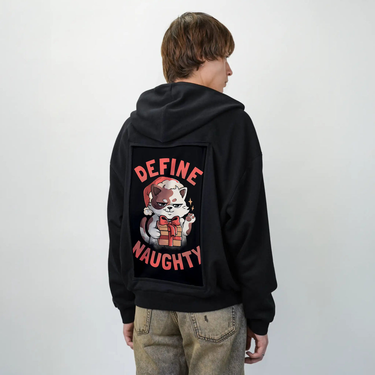 definenaughty patch on male essential zip hoodie in after hours