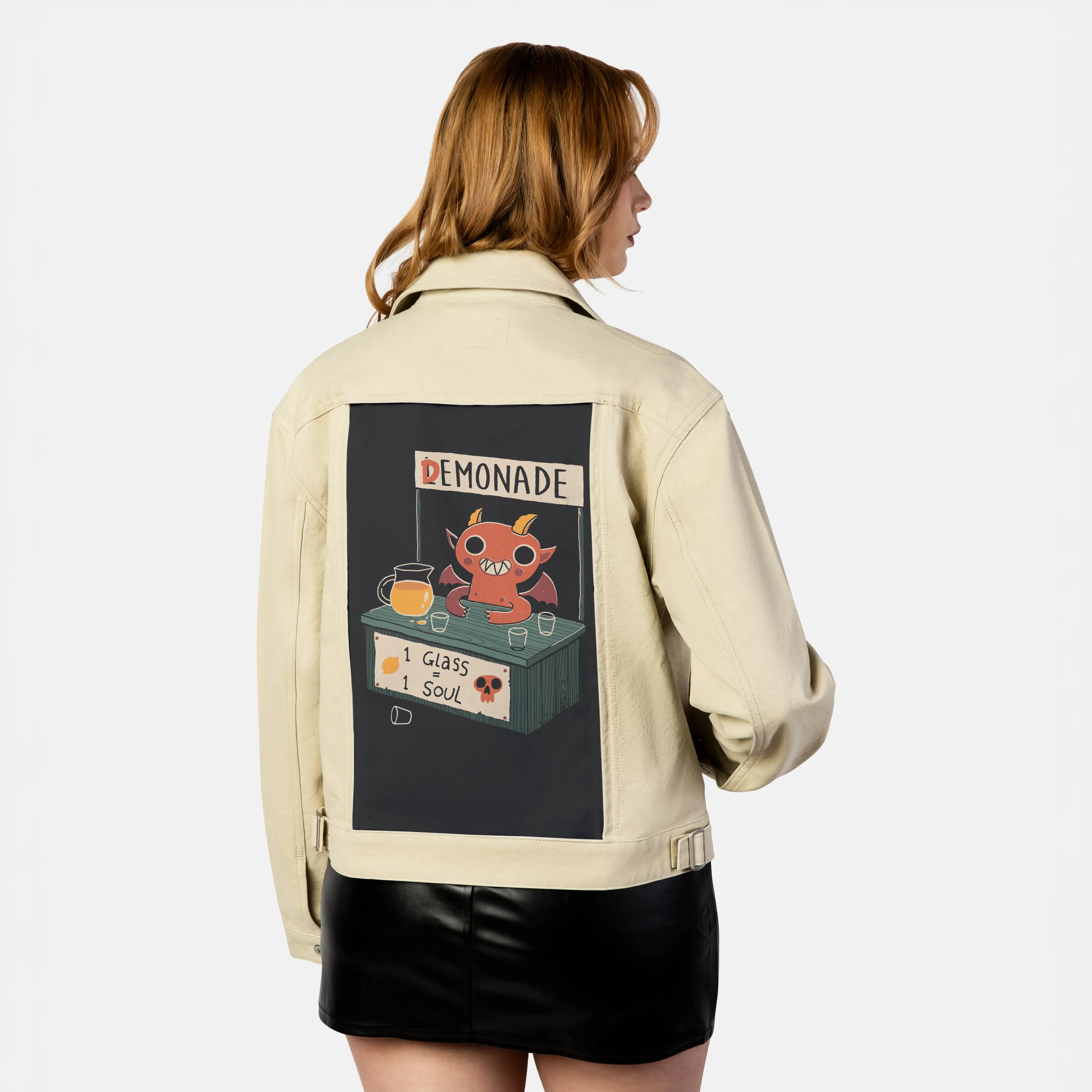 demonade patch on female atelier canvas jacket in tan