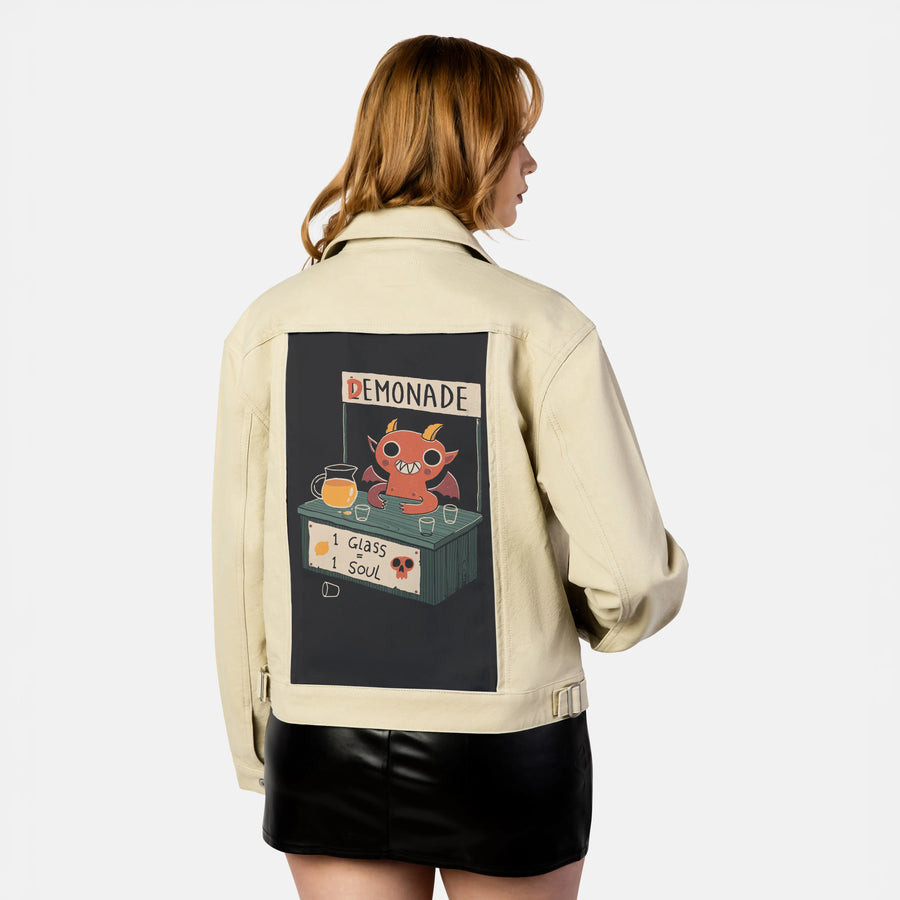 demonade patch on female atelier canvas jacket in tan