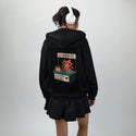 demonade patch on female essential zip hoodie in after hours