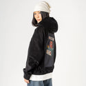 demonade patch on female retro cord hoodie in onyx