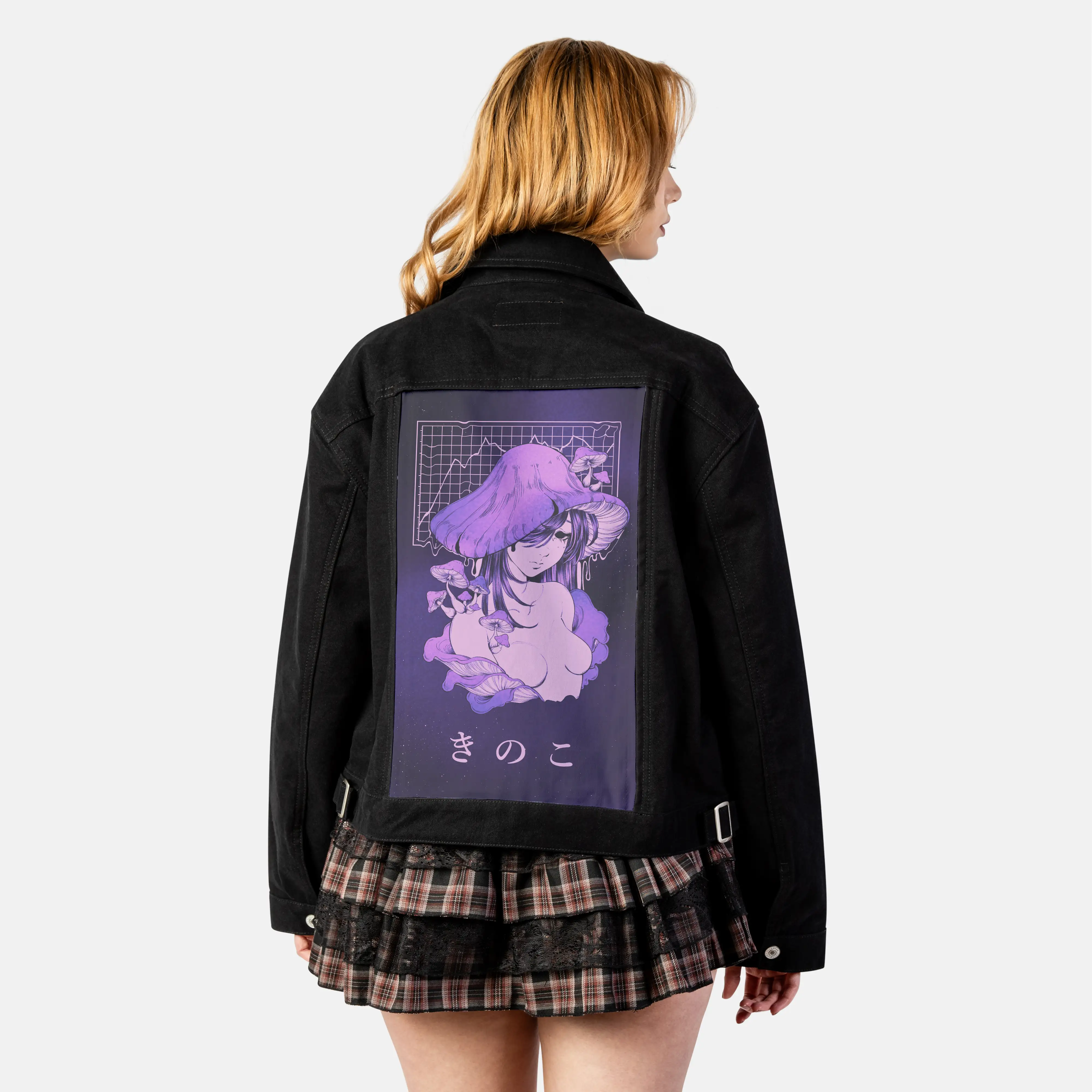 depresshroom patch on female atelier canvas jacket in nightfall
