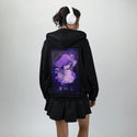 depresshroom patch on female essential zip hoodie in after hours
