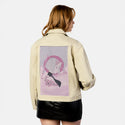 destruction patch on female atelier canvas jacket in tan