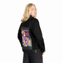 dimsumnight patch on female og denim jacket in raven