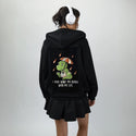 dinolife patch on female essential zip hoodie in after hours