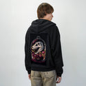 dinorelic patch on male essential zip hoodie in after hours