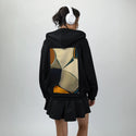 disbursal patch on female essential zip hoodie in after hours