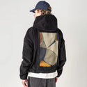 disbursal patch on male retro cord hoodie in onyx