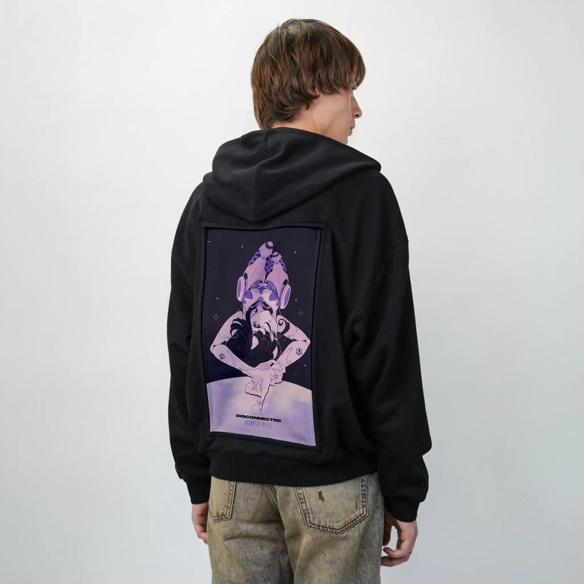 disconnected patch on male essential zip hoodie in after hours
