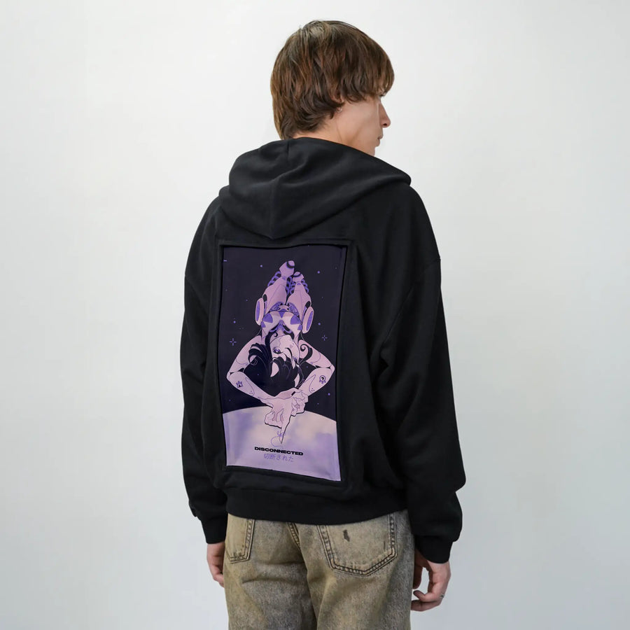 disconnected patch on male essential zip hoodie in after hours