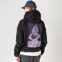disconnected patch on male retro cord hoodie in onyx
