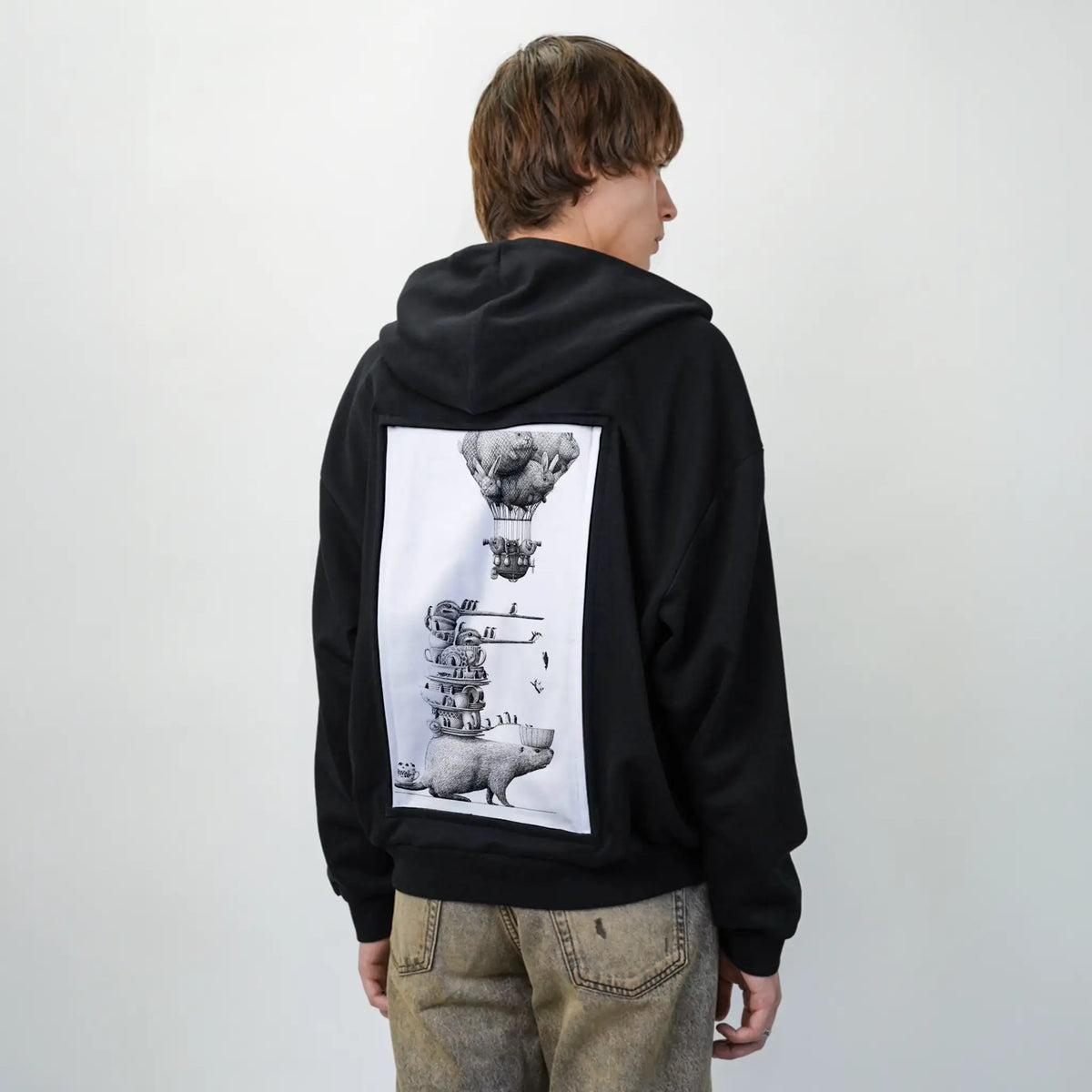 dishdiving patch on male essential zip hoodie in after hours