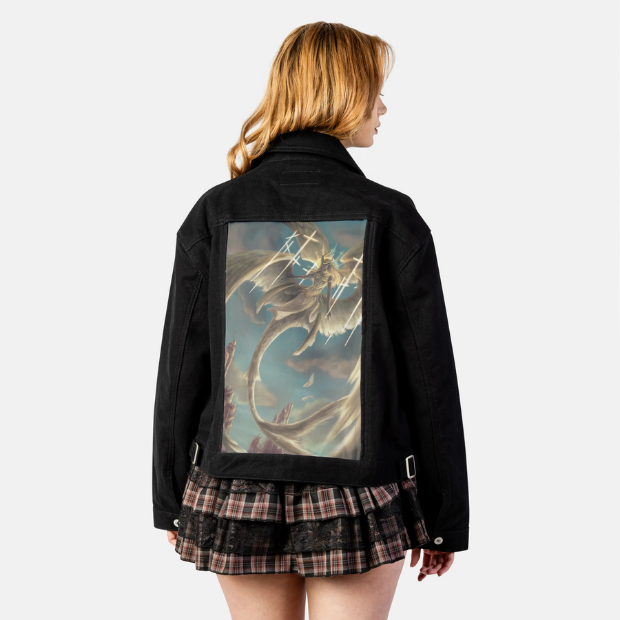 divinejustice patch on female atelier canvas jacket in nightfall