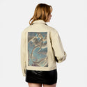 divinejustice patch on female atelier canvas jacket in tan
